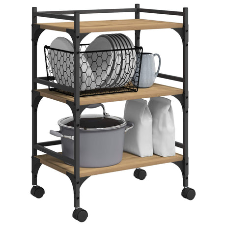 Vidaxl keuken trolley artisan eiken 50 x 35 x 75.5 cm bewerkt hout