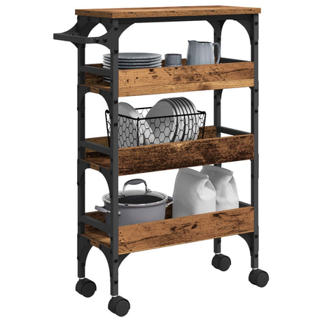 Vidaxl keuken trolley oud hout 53 x 20 x 76 cm bewerkt hout
