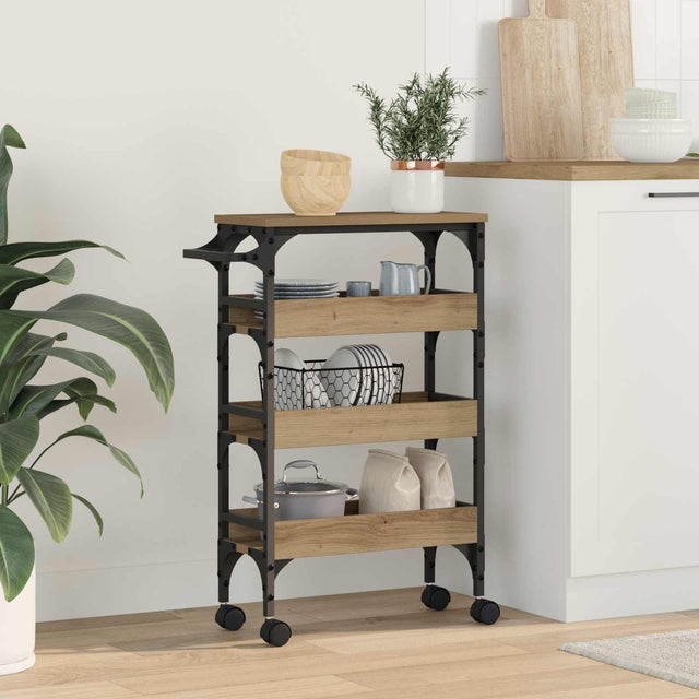 Vidaxl keuken trolley artisan eiken 53 x 20 x 76 cm bewerkt hout