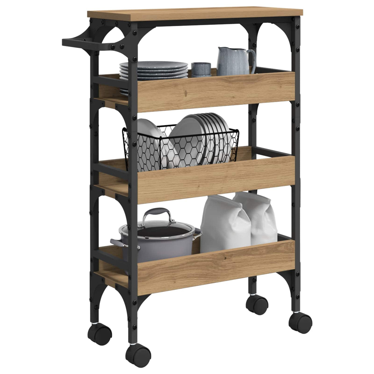 Vidaxl keuken trolley artisan eiken 53 x 20 x 76 cm bewerkt hout