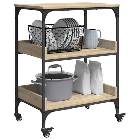 Vidaxl keuken trolley sonoma eiken 60 x 41 x 80,5 cm bewerkt hout