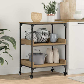 Vidaxl keuken trolley artisan eiken 60 x 41 x 80.5 cm bewerkt hout