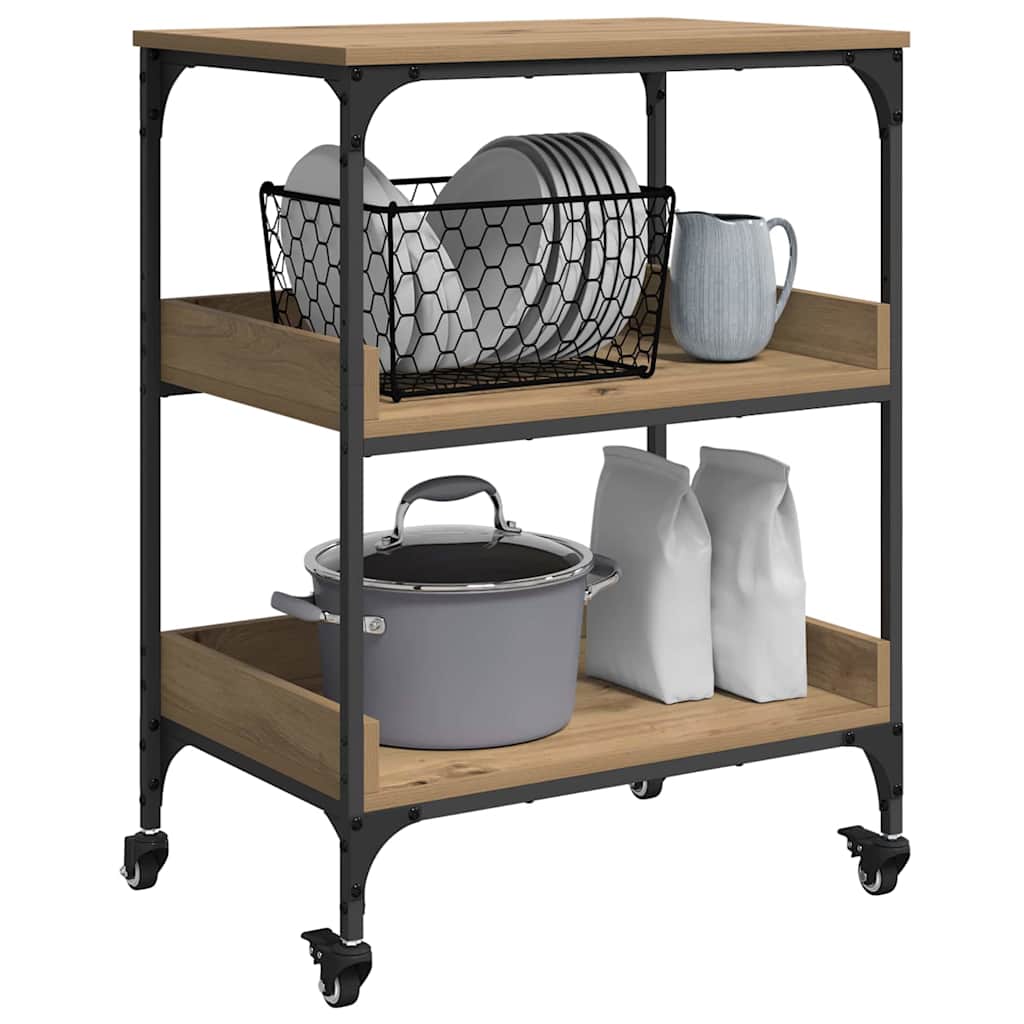 Vidaxl keuken trolley artisan eiken 60 x 41 x 80.5 cm bewerkt hout