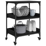 Vidaxl keuken trolley zwart eiken 60 x 41 x 80.5 cm bewerkt hout