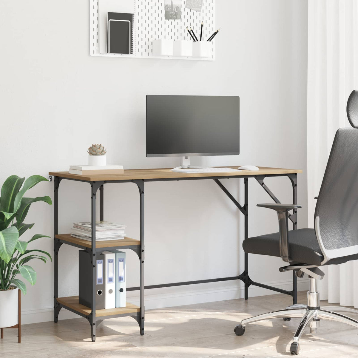 Vidaxl bureau artisan eiken 120 x 50 x 75 cm bewerkt hout