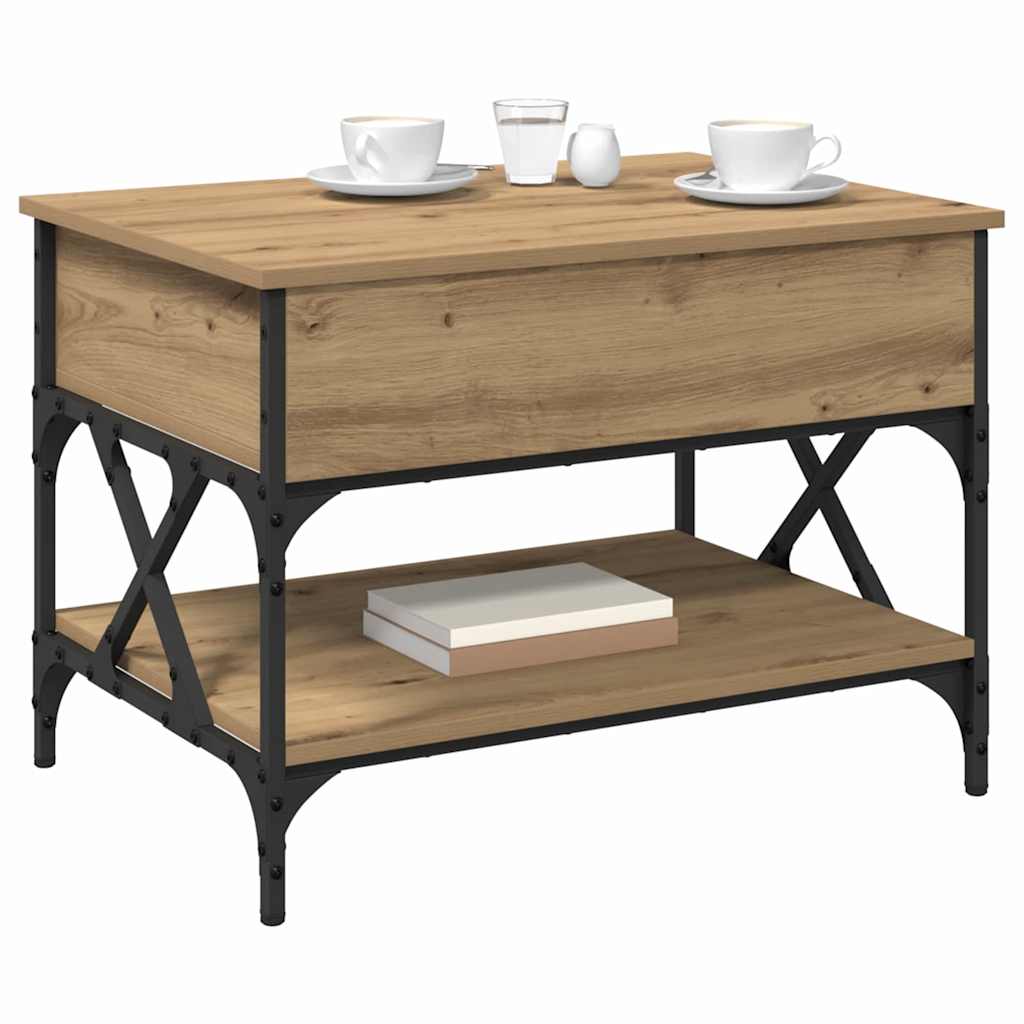 Vidaxl salontafel artisan eiken 70x50x50cm bewerkt hout