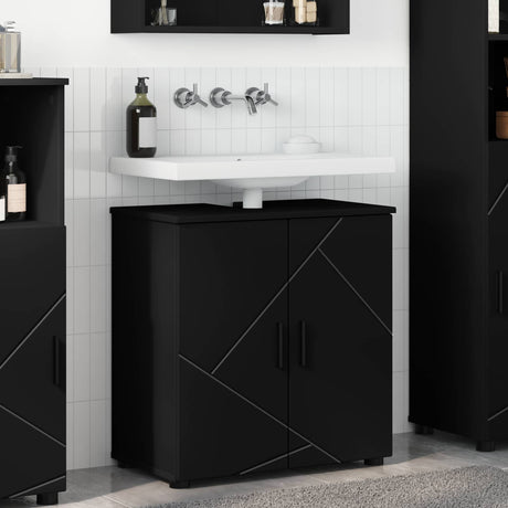 Vidaxl badkamer kast zwart 61 x 35 x 64 cm bewerkt hout, metaal