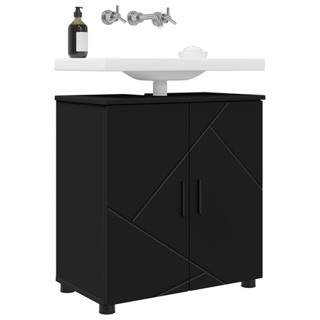 Vidaxl badkamer kast zwart 61 x 35 x 64 cm bewerkt hout, metaal
