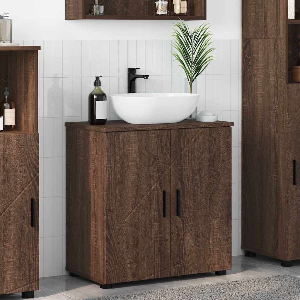 Vidaxl badkamer kast bruin eiken 61 x 35 x 64 cm bewerkt hout, metaal