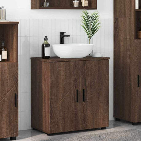 Vidaxl badkamer kast bruin eiken 61 x 35 x 64 cm bewerkt hout, metaal