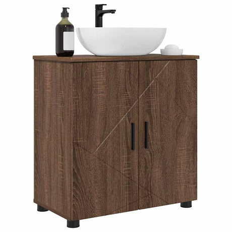 Vidaxl badkamer kast bruin eiken 61 x 35 x 64 cm bewerkt hout, metaal