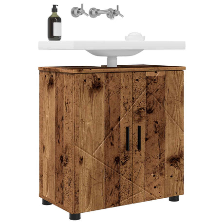 Vidaxl badkamer kast oud hout 61 x 35 x 64 cm bewerkt hout, metaal