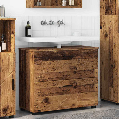 Vidaxl badkamer kast oud hout 76,5 x 35 x 64 cm bewerkt hout, metaal