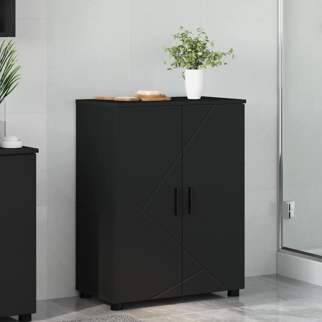 Vidaxl badkamer kast zwart 60 x 35 x 80 cm bewerkt hout metaal