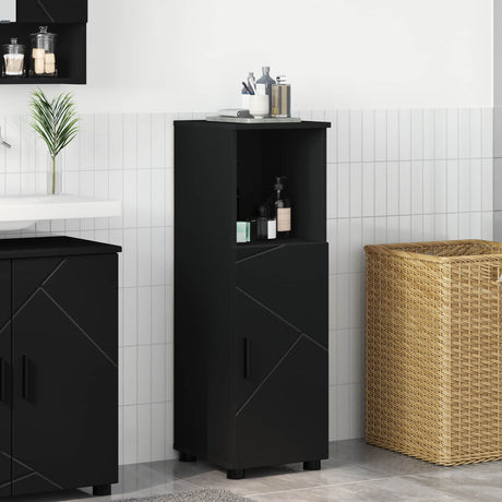 Vidaxl badkamer kast zwart 30 x 35 x 95 cm bewerkt hout, metaal