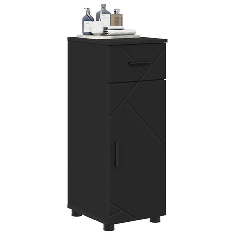 Vidaxl badkamer kast zwart 30 x 35 x 80 cm bewerkt hout, metaal