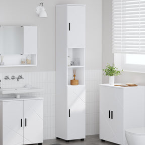 Vidaxl badkamer kast wit 30 x 35 x 192 cm bewerkt hout, metaal