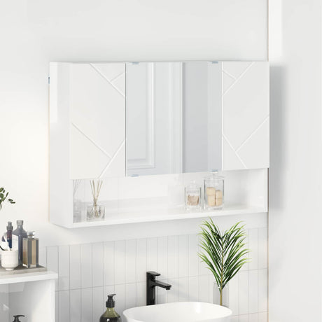 Vidaxl spiegelkast hoogglans wit 80 x 17 x 55 cm bewerkt hout