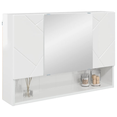 Vidaxl spiegelkast hoogglans wit 80 x 17 x 55 cm bewerkt hout