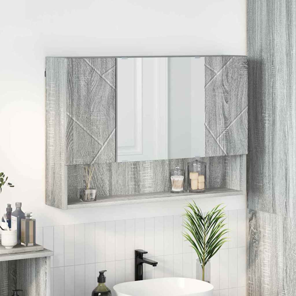 Vidaxl spiegelkast grijs sonoma 80 x 17 x 55 cm bewerkt hout