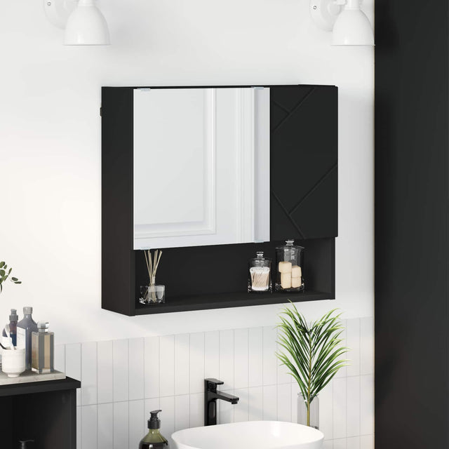 Vidaxl spiegelkast zwart 59 x 17 x 55 cm bewerkt hout
