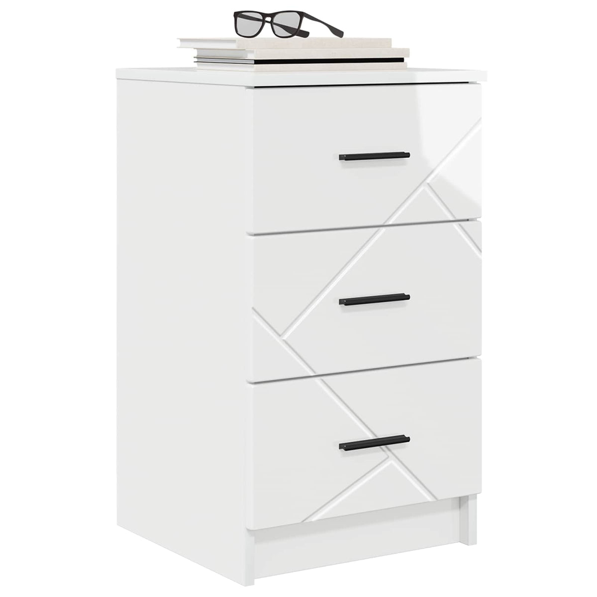 Vidaxl nachtkastje hoogglans wit 38 x 38 x 66 cm bewerkt hout