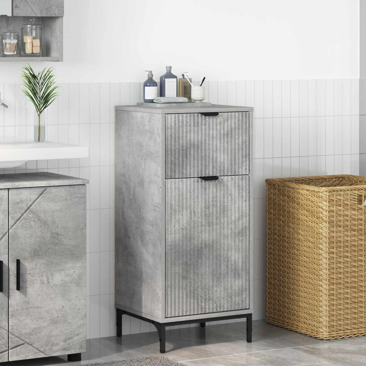 Vidaxl badkamer kast beton grijs 39,5 x 36 x 88 cm