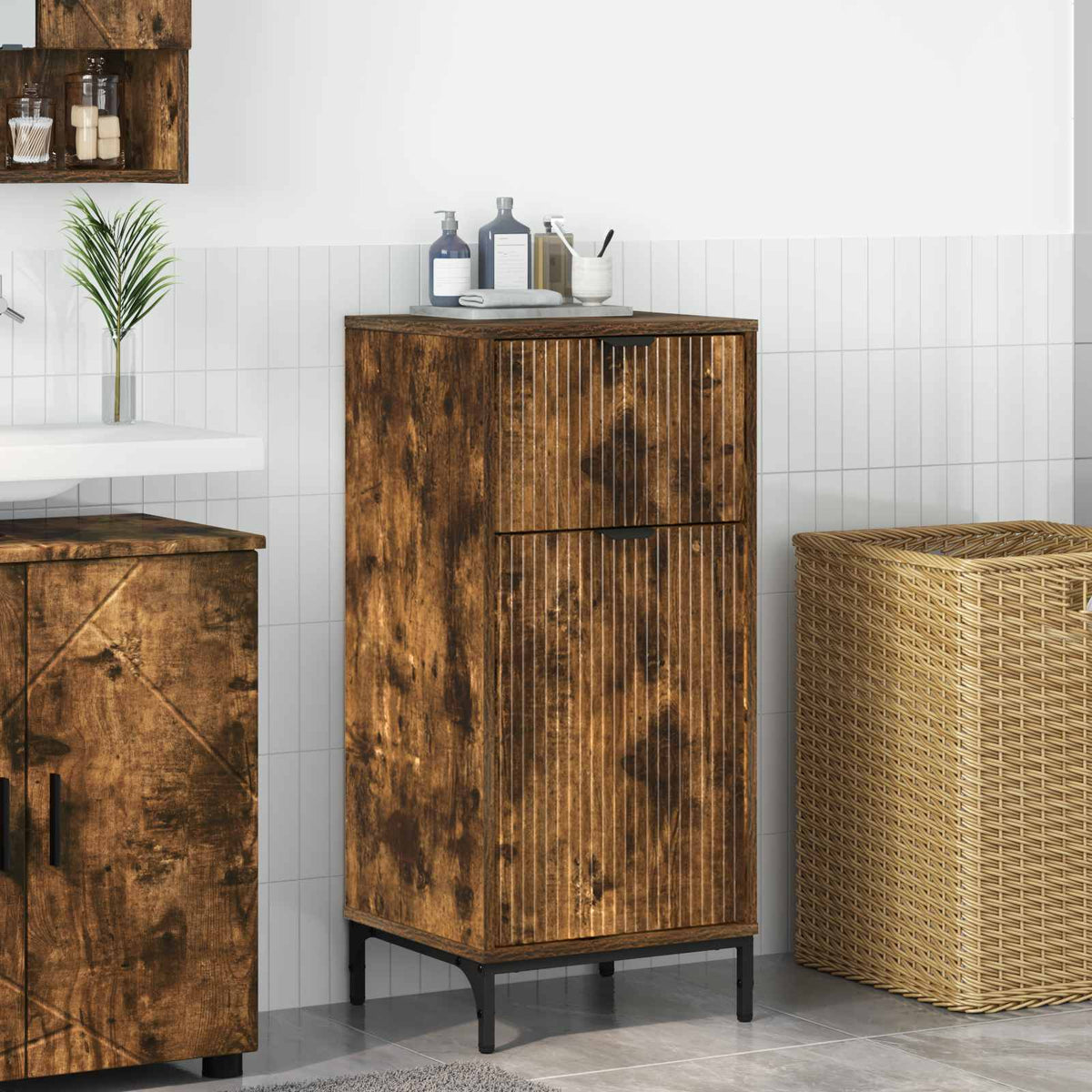 Vidaxl badkamer kast gerookt eiken 39,5 x 36 x 88 cm