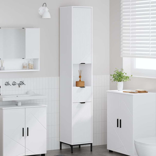 Vidaxl badkamer kast wit 31,5 x 33 x 190 cm bewerkt hout, metaal