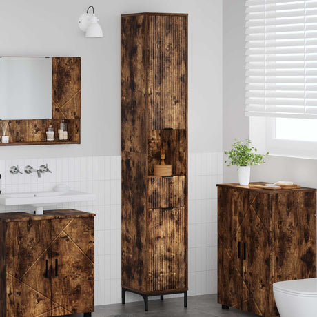 Vidaxl badkamer kast gerookt eiken 31,5 x 33 x 190 cm