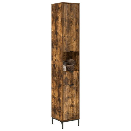 Vidaxl badkamer kast gerookt eiken 31,5 x 33 x 190 cm