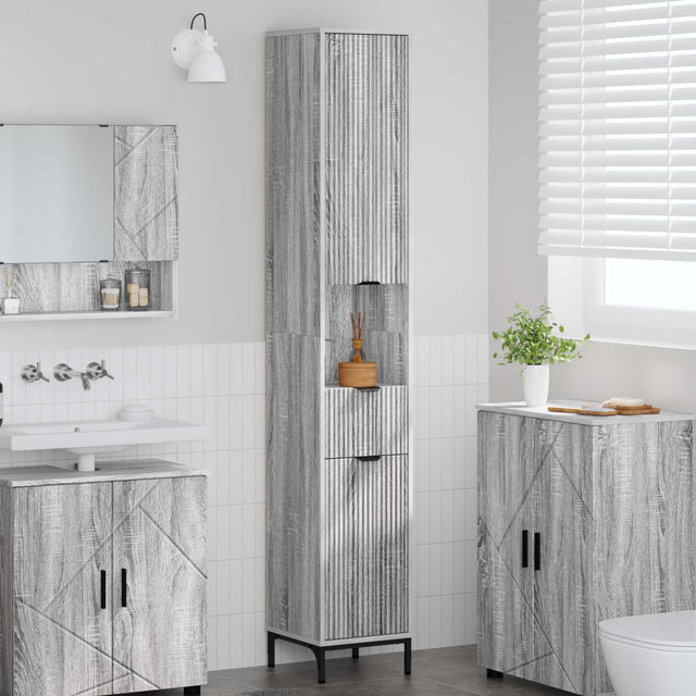 Vidaxl badkamer kast grijs sonoma 31,5 x 33 x 190 cm
