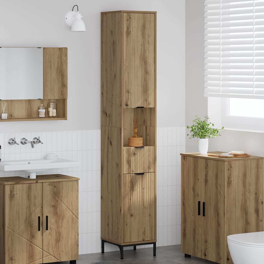 Vidaxl badkamer kast artisan eiken 31,5 x 33 x 190 cm