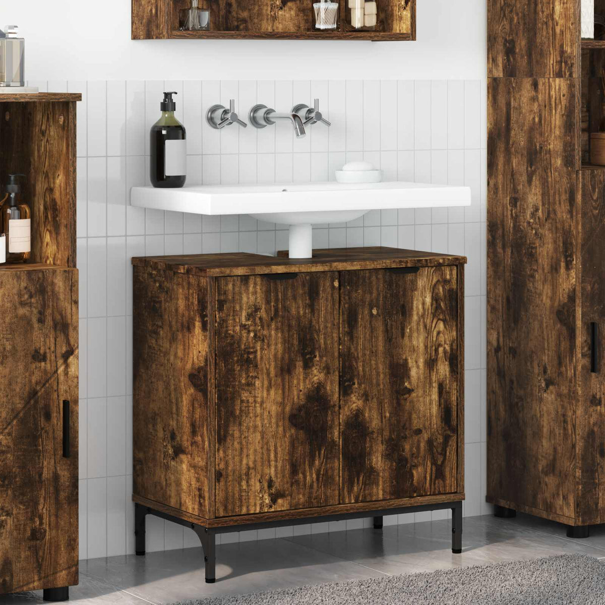 Vidaxl badkamertenk te kast gerookt eiken 60,5 x 33,5 x 61 cm