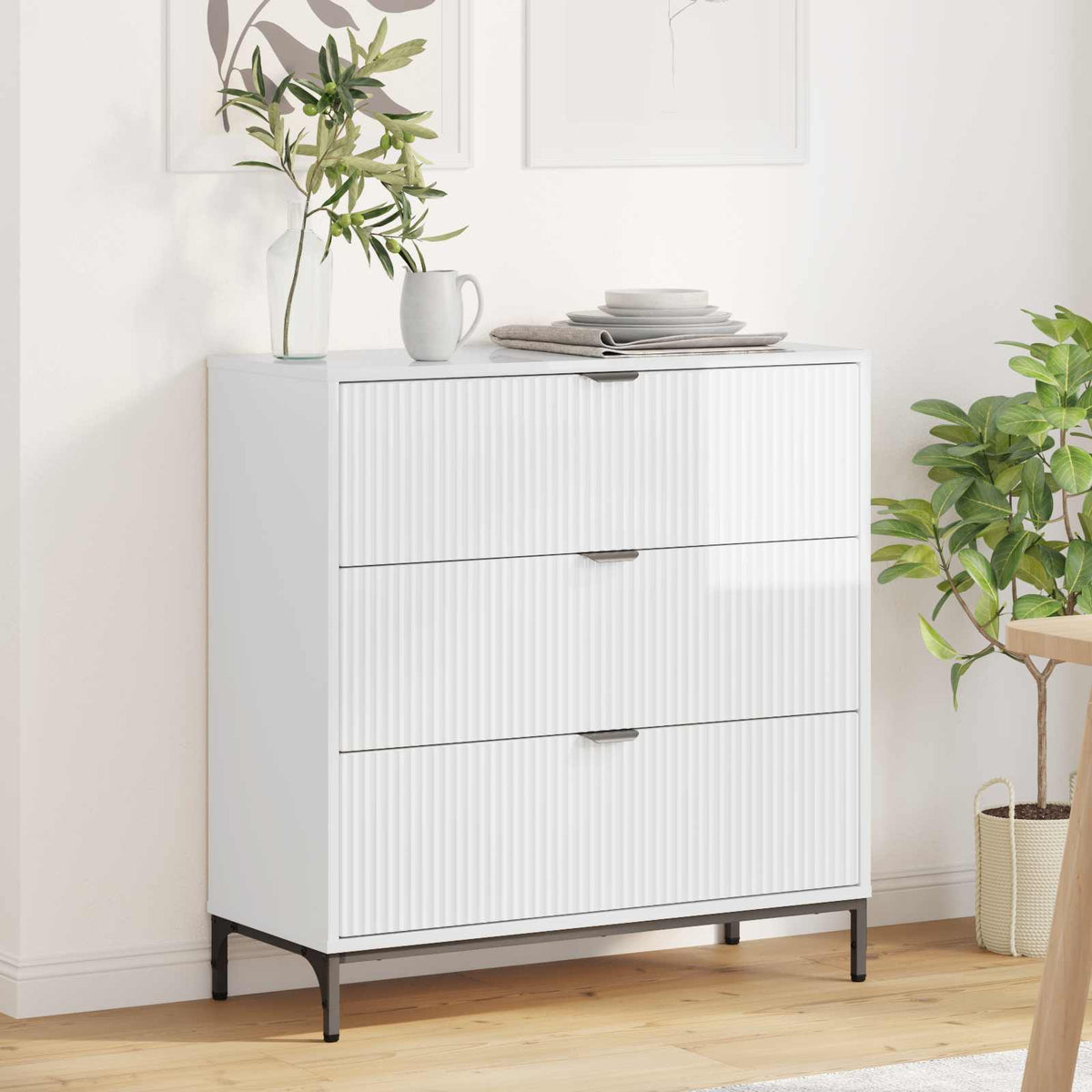 Vidaxl dressoir hoogglans wit 79,5 x 33 x 82 cm bewerkt hout