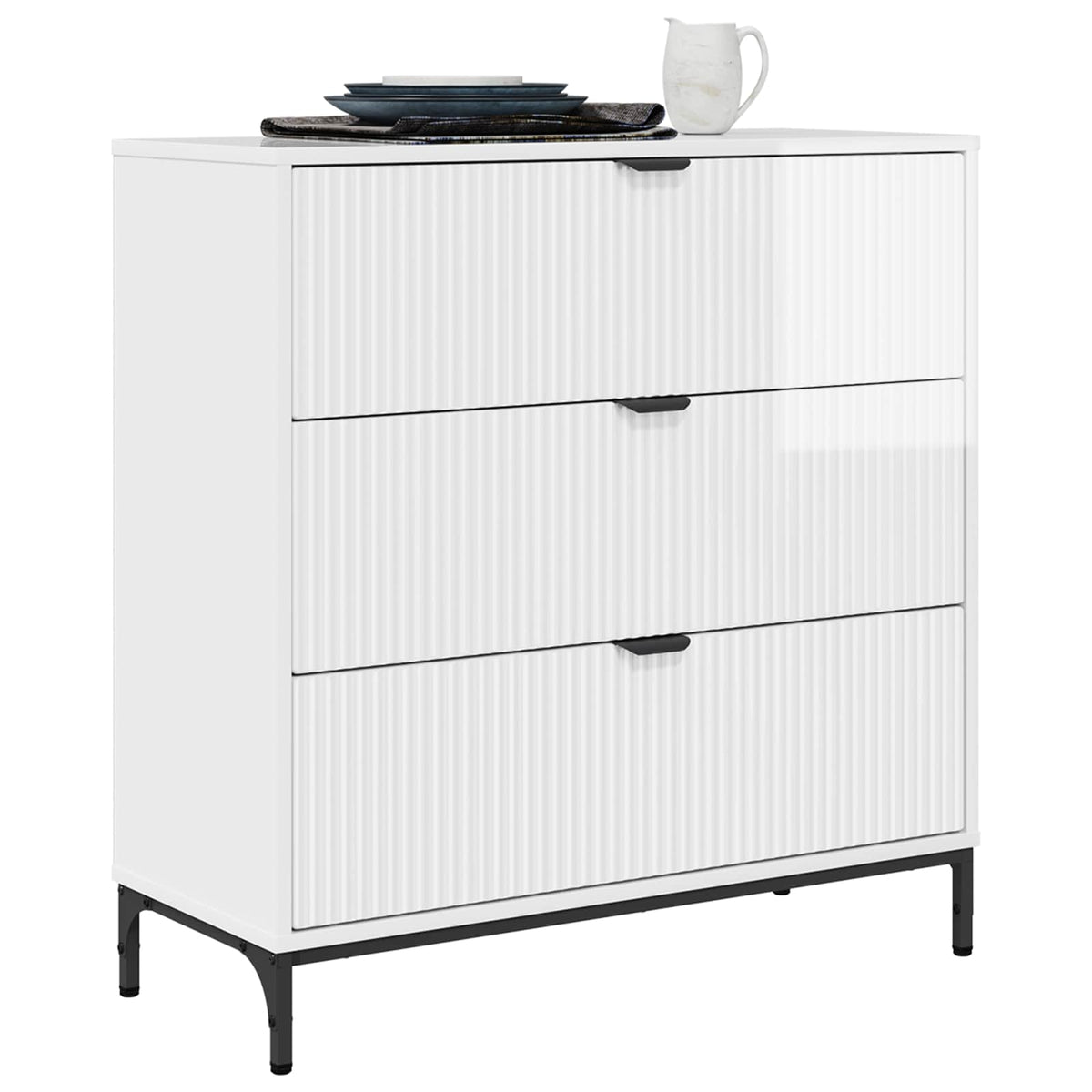 Vidaxl dressoir hoogglans wit 79,5 x 33 x 82 cm bewerkt hout