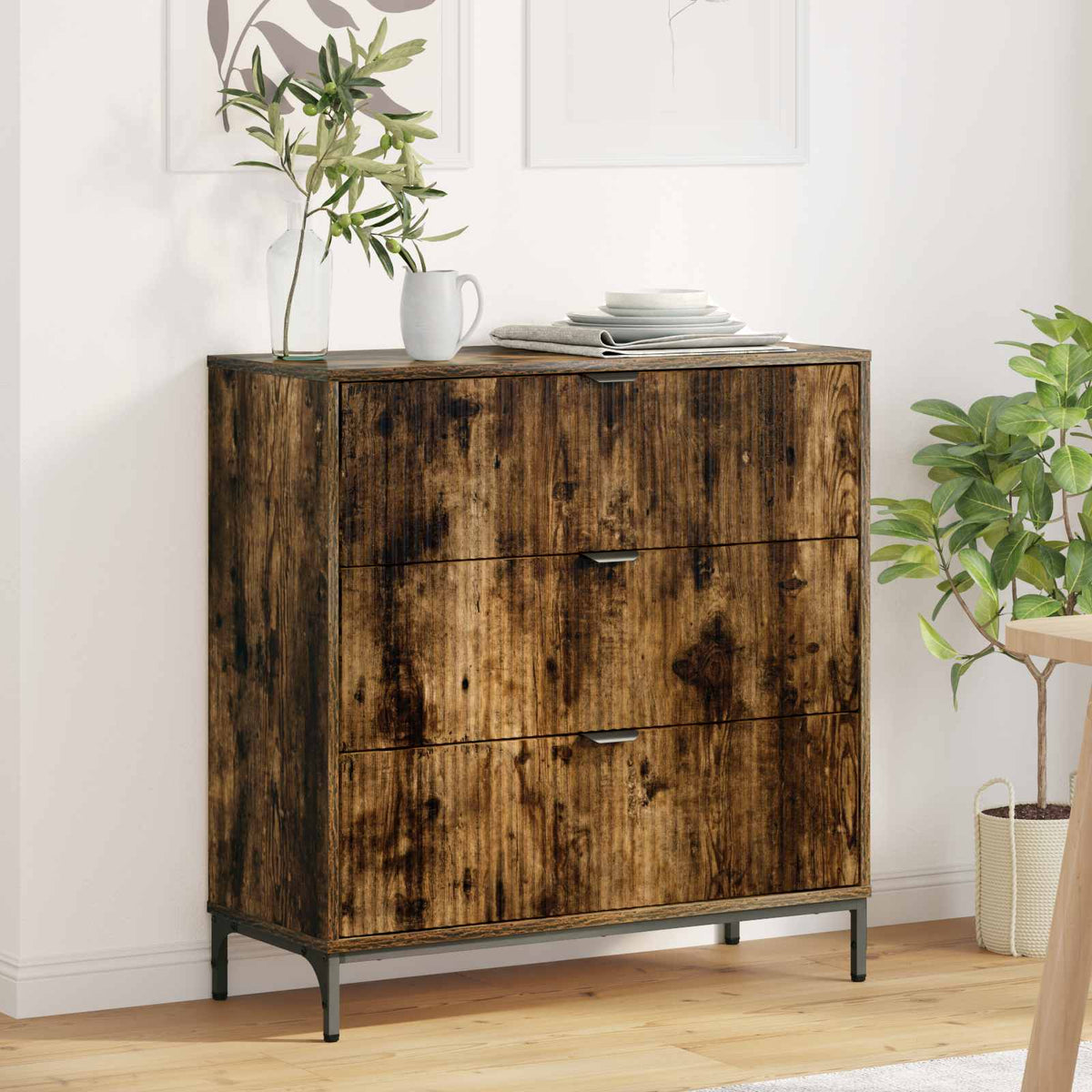 Vidaxl dressoir gerookt eiken 79,5 x 33 x 82 cm bewerkt hout