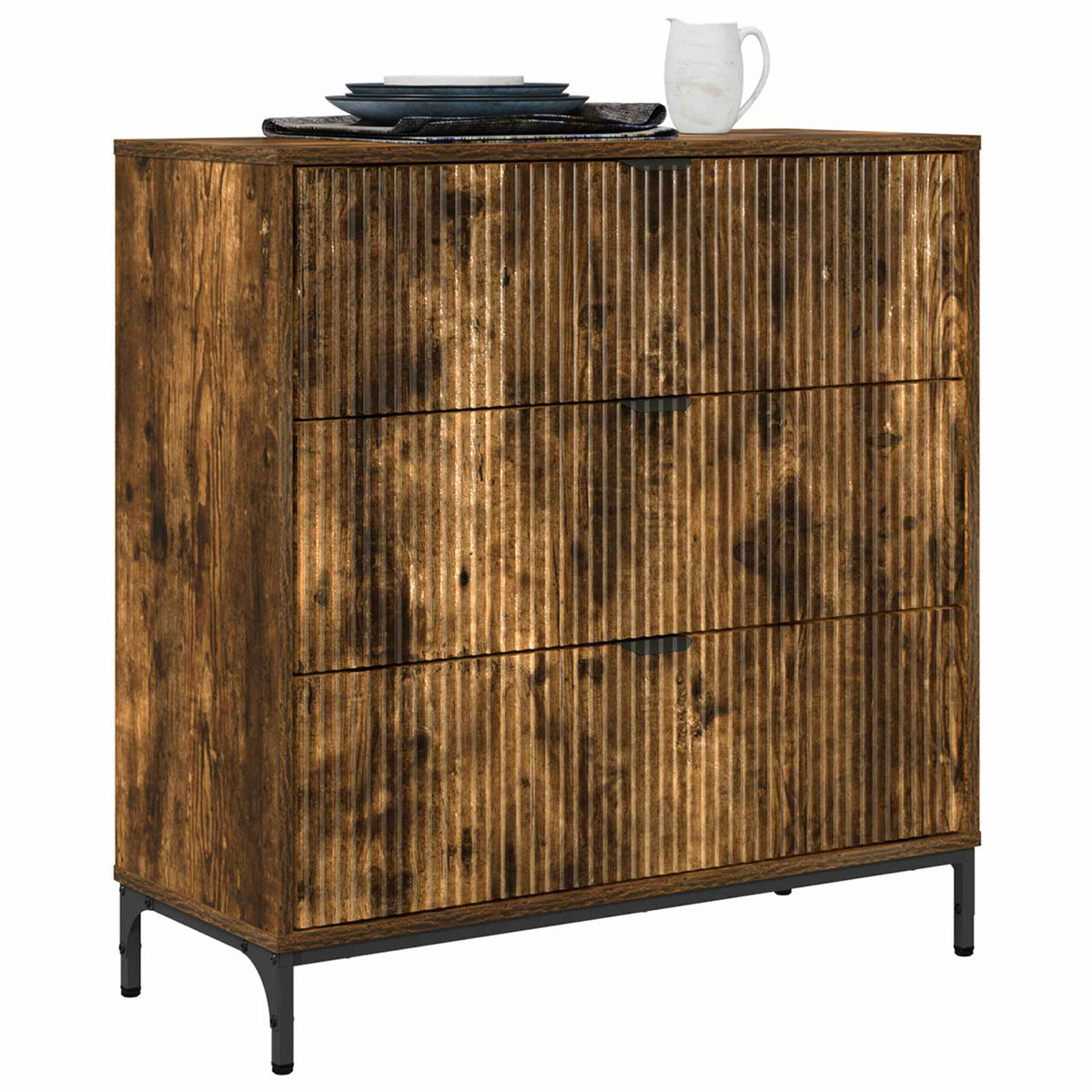 Vidaxl dressoir gerookt eiken 79,5 x 33 x 82 cm bewerkt hout
