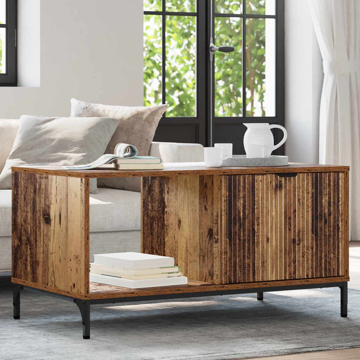 Vidaxl salontafel oudhout 90 x 49 x 46 cm bewerkt hout