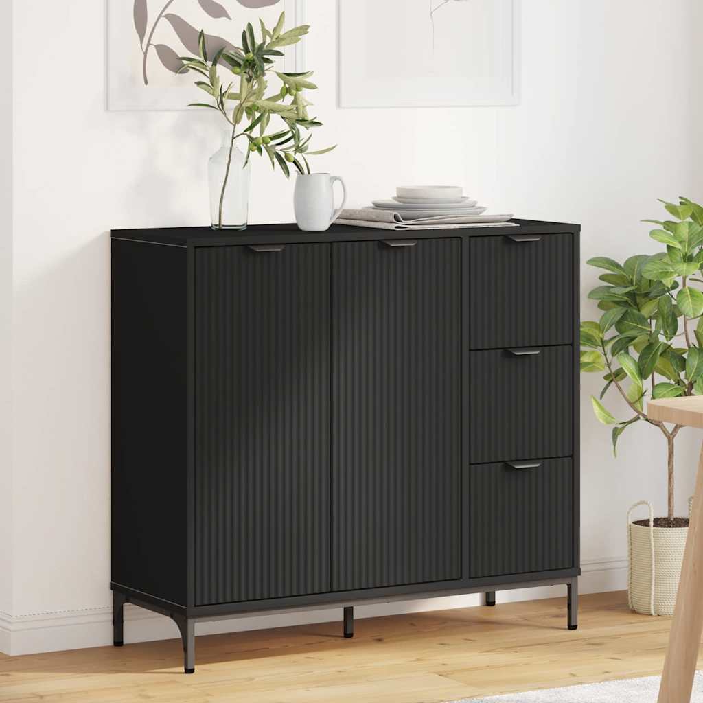 Vidaxl dressoir zwart 89,5 x 33 x 82 cm bewerkt hout