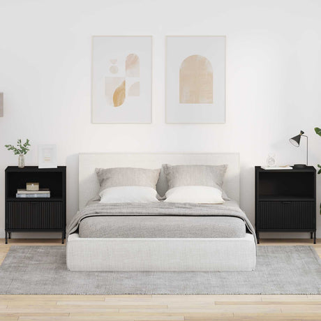 Vidaxl nachtkastje 2 st zwart 49 x 36 x 61 cm bewerkt hout