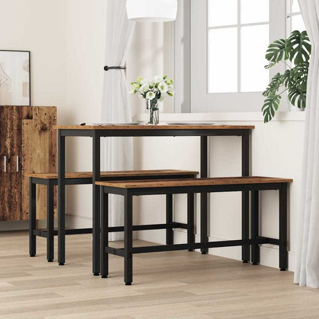 Vidaxl eetbank oudhout 100 x 32,5 x 48,5 cm engineered hout en staal