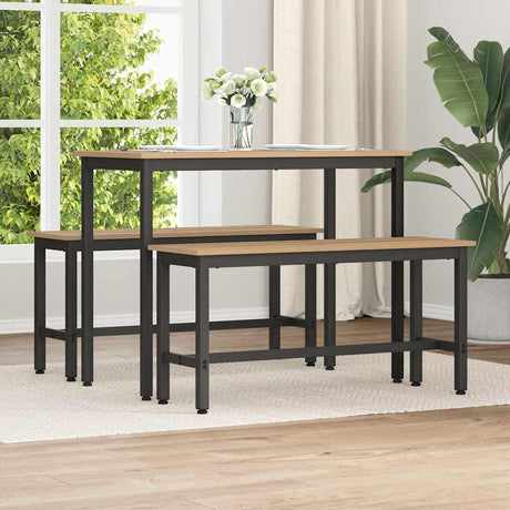 Vidaxl eetbank 100 x 32,5 x 48,5 cm engineered hout en staal