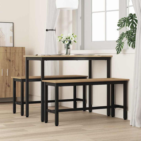 Vidaxl eetbank 100 x 32,5 x 48,5 cm 2 st engineered hout en staal
