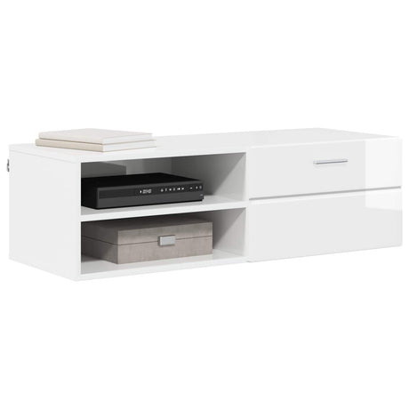 Vidaxl houten kast 100,5 x 39 x 30 cm hoogglans wit bewerkt hout