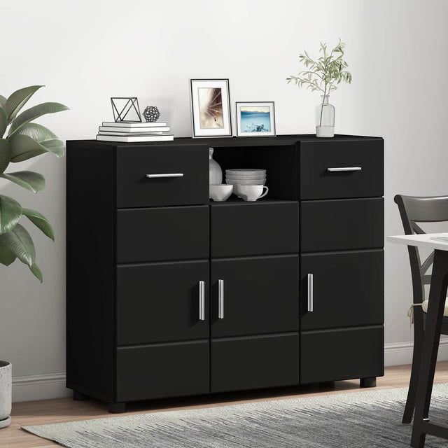 Vidaxl houten kast zwart bewerkt hout