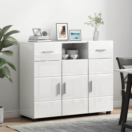 Vidaxl houten kast hoogglans wit bewerkt hout