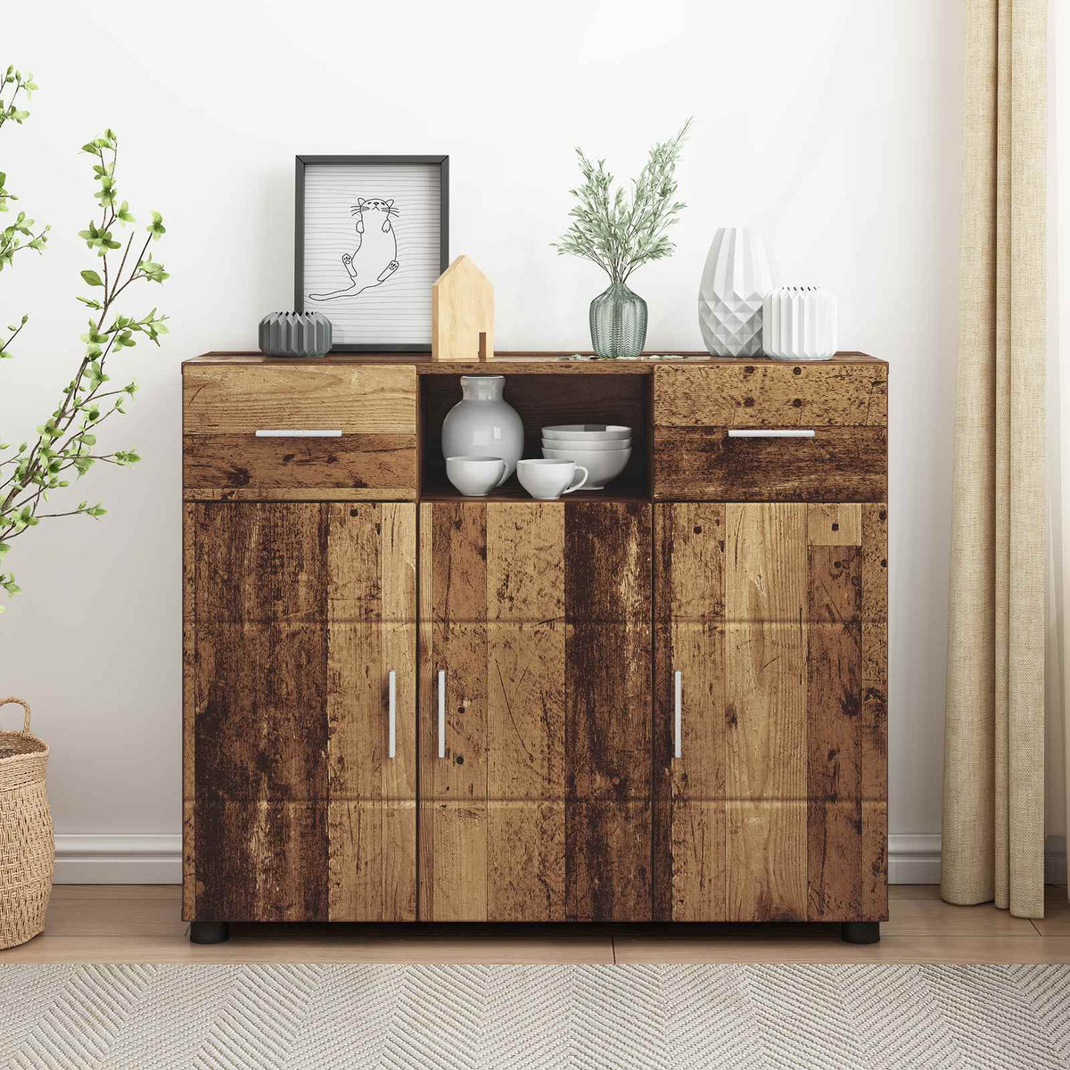 Vidaxl houten kast oudhout bewerkt hout