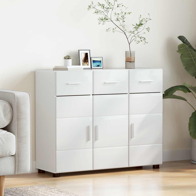 Vidaxl dressoir florin 88,5 x 30,5 x 73 cm hoogglans wit bewerkt hout