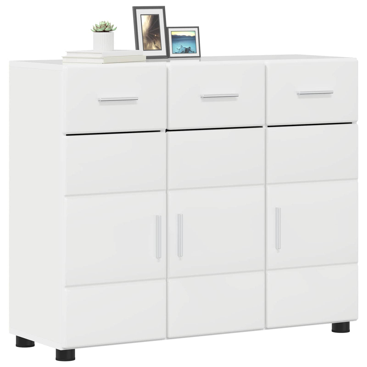 Vidaxl dressoir florin 88,5 x 30,5 x 73 cm hoogglans wit bewerkt hout